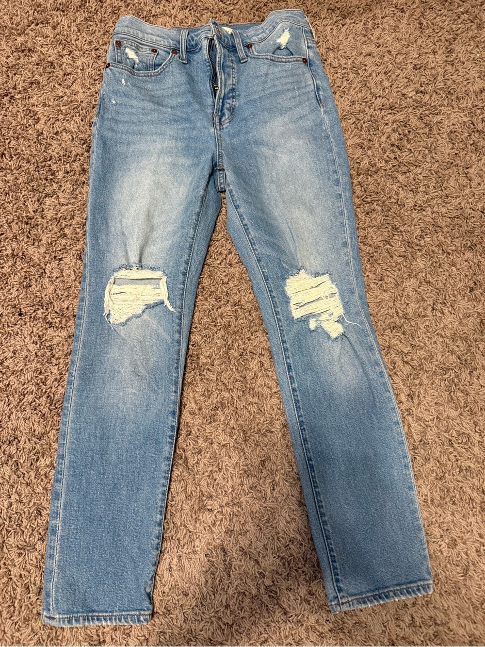 Madewell Light Blue Ripped Skinny Jeans